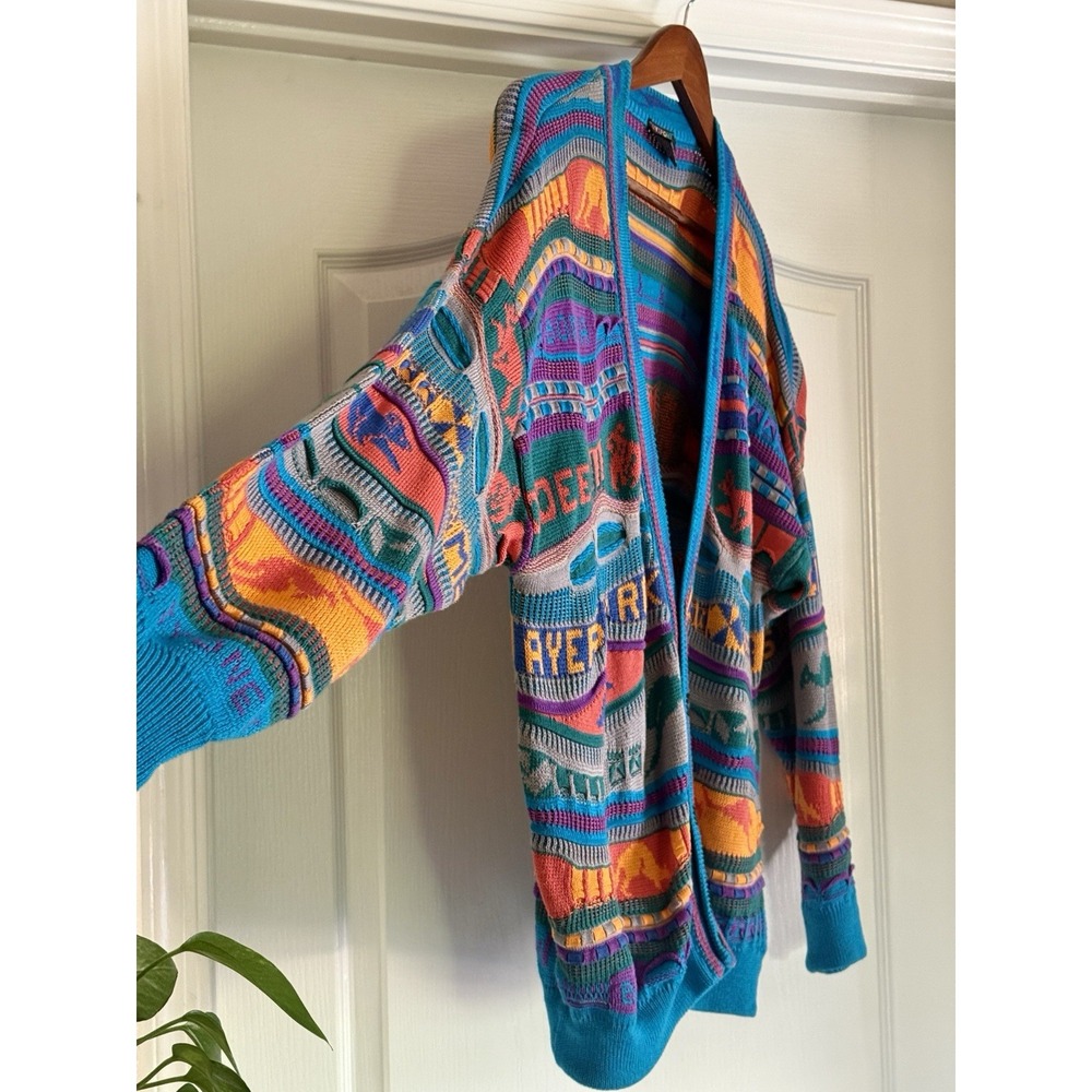 Vintage HySport Australia 100% Cotton Cardigan Sweater Men's Size 14 Coogi Style - Picture 4 of 16